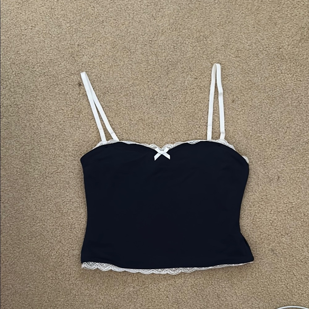 Black and White Lace Trim Edikted Cami Top